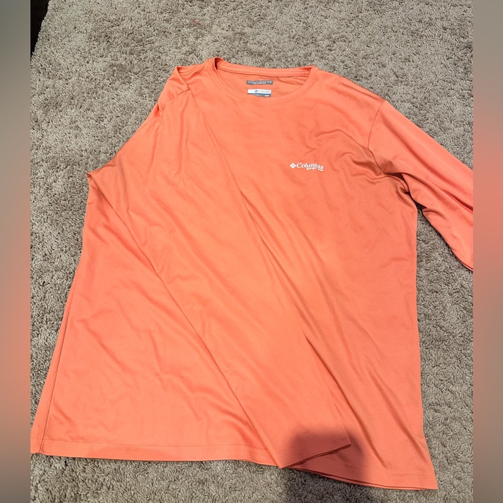 Orange Columbia PFG long sleeve fishing shirt